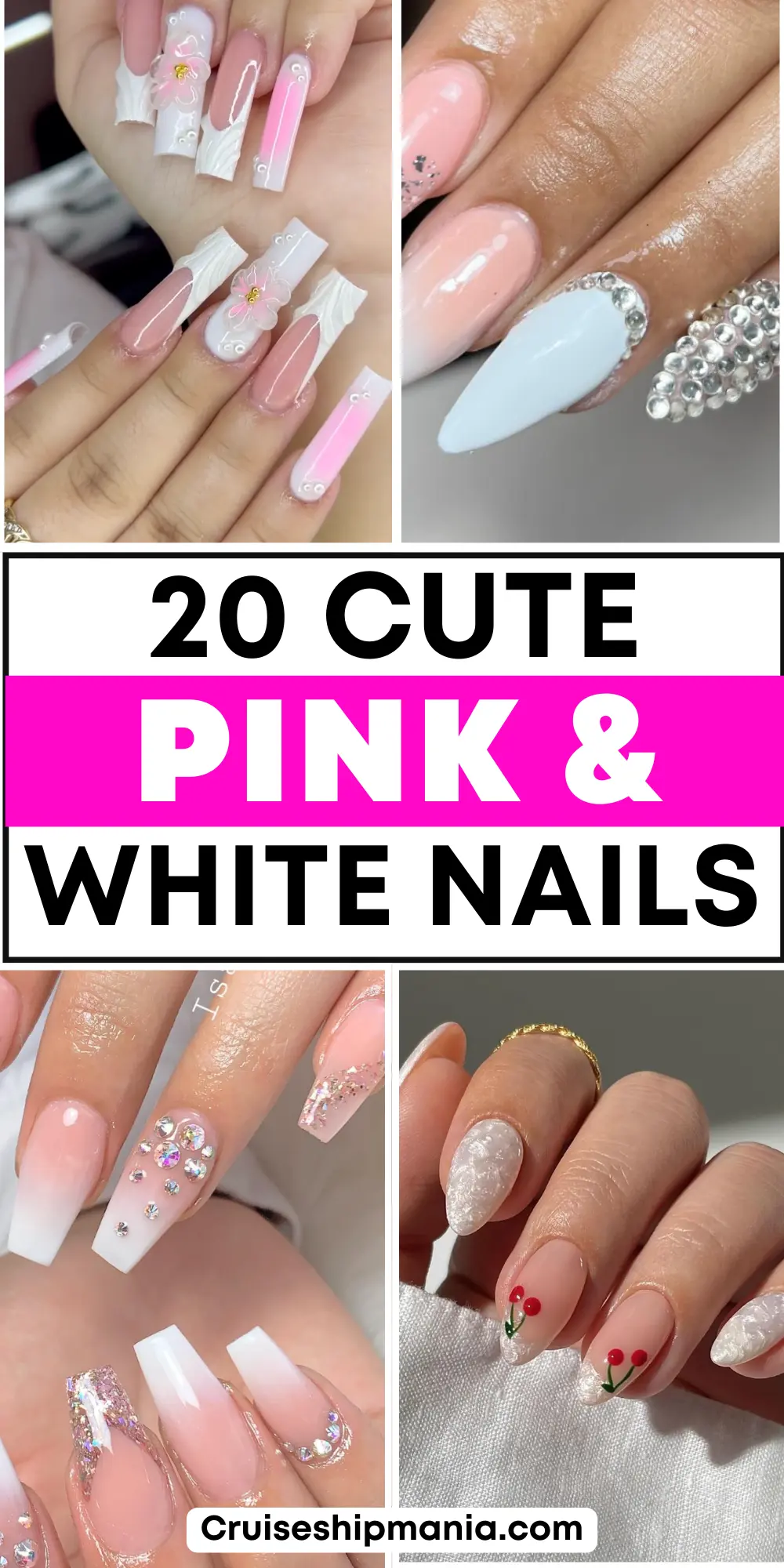 pink and white nails