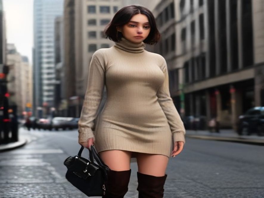 14. Knit Sweater Dress and Knee-High Boots
