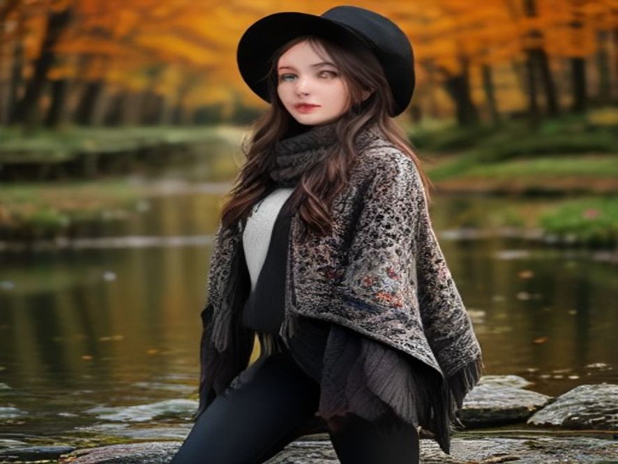 12. Wool Fedora, Poncho, and Leggings