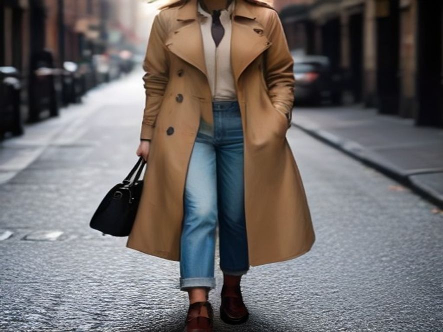 1. Classic Trench Coat and Straight-Leg Jeans
