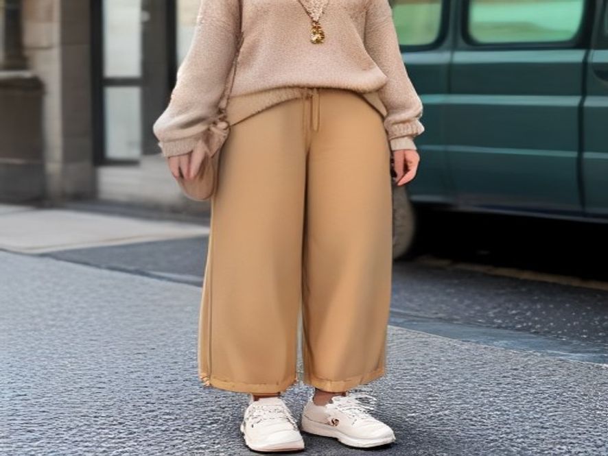 7. Monochrome Knit Set with Statement Sneakers
