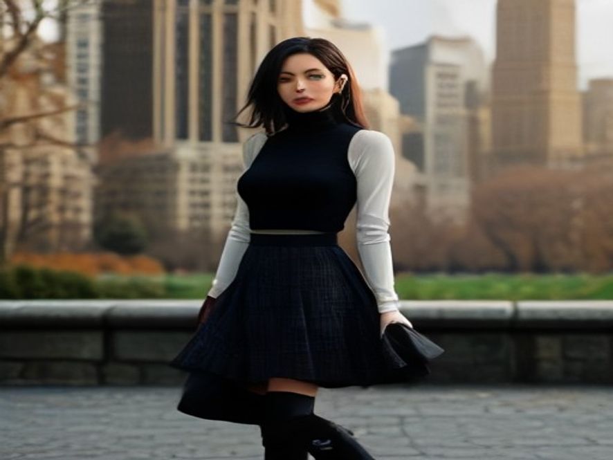 6. Plaid Midi Skirt and Fitted Turtleneck